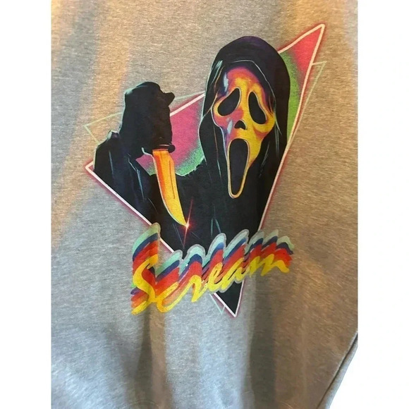 Delta Fleece Women Gray Long Sleeve Crew Neck Scream Graphic Sweatshirt Size XL - Picture 1 of 5